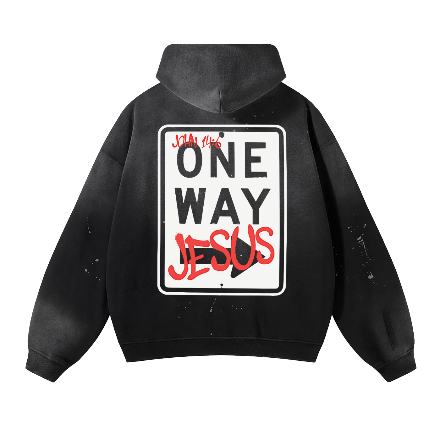 One Way Jesus - Vintage Washed Frayed Fleece Hoodie